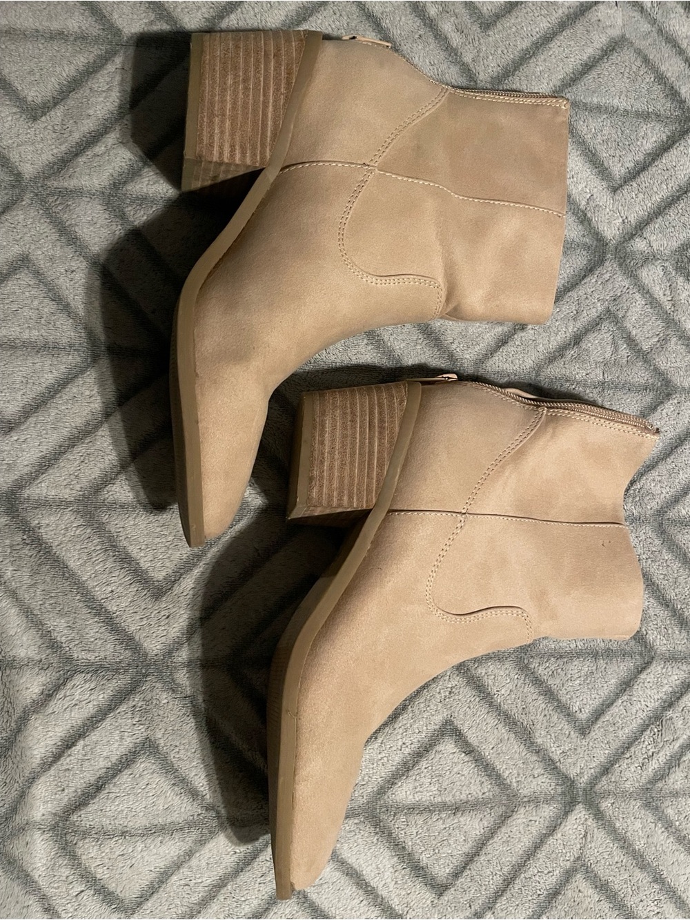 Dolce Vita Tan Suede Ankle Booties with Block Heel